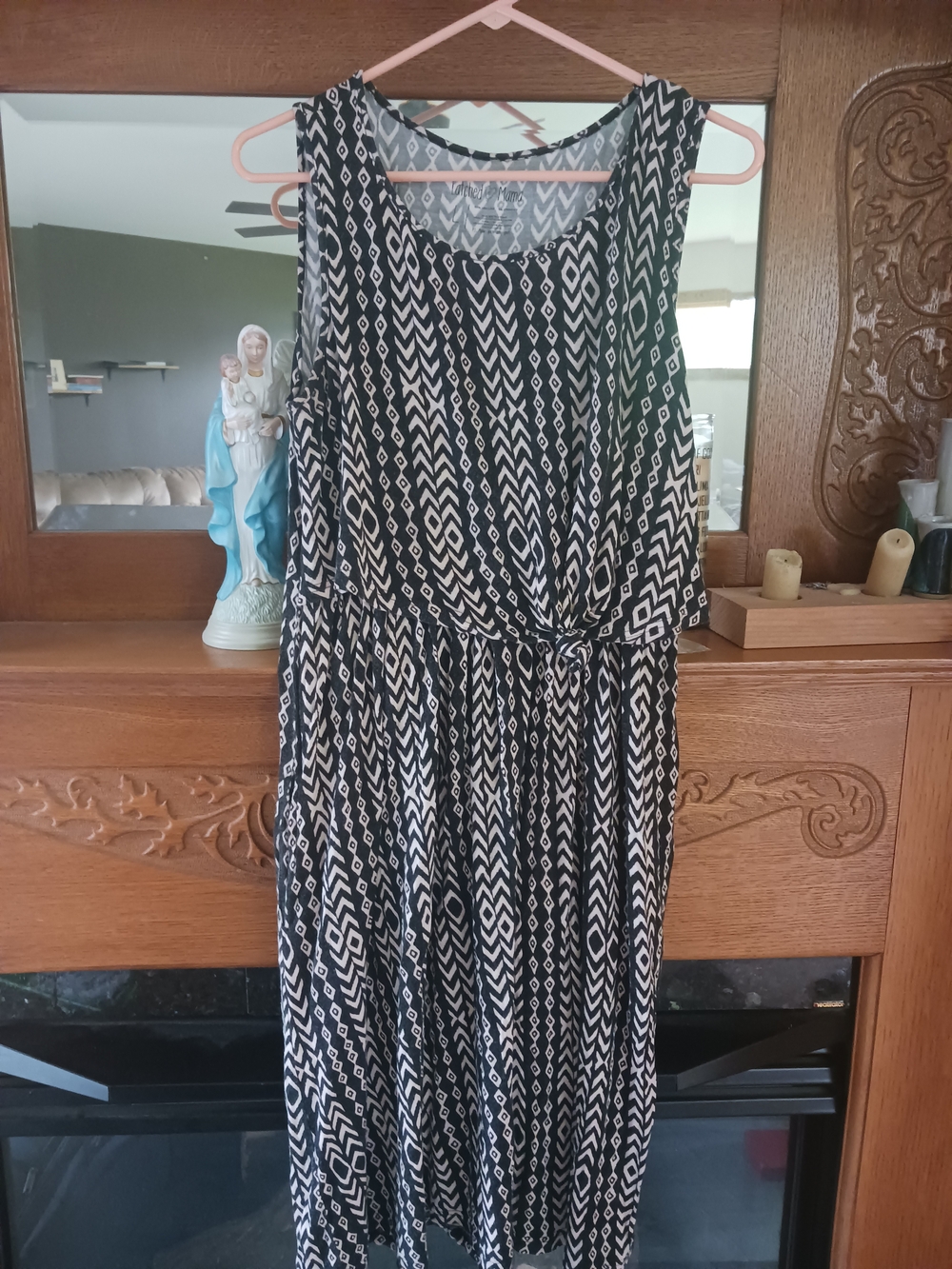 Latched Mama Black and White Geometric Midi Dress